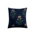 Decorative pillow with floral pattern on a white background.
