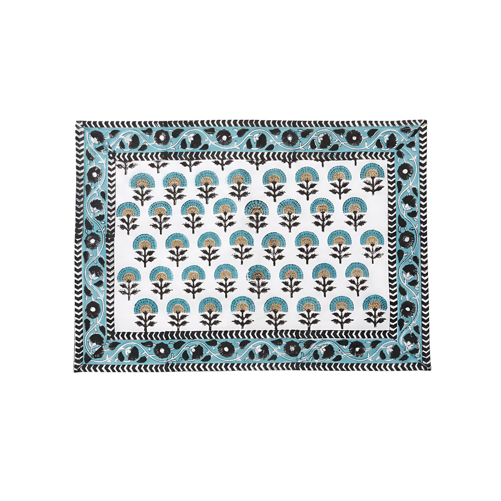 Decorative placemat with floral pattern on a white background