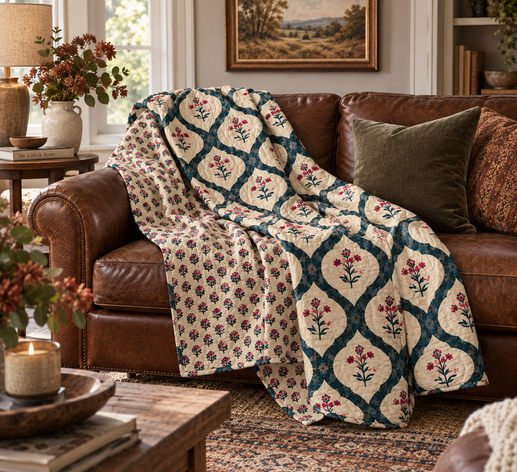 a couch with a blanket on it
