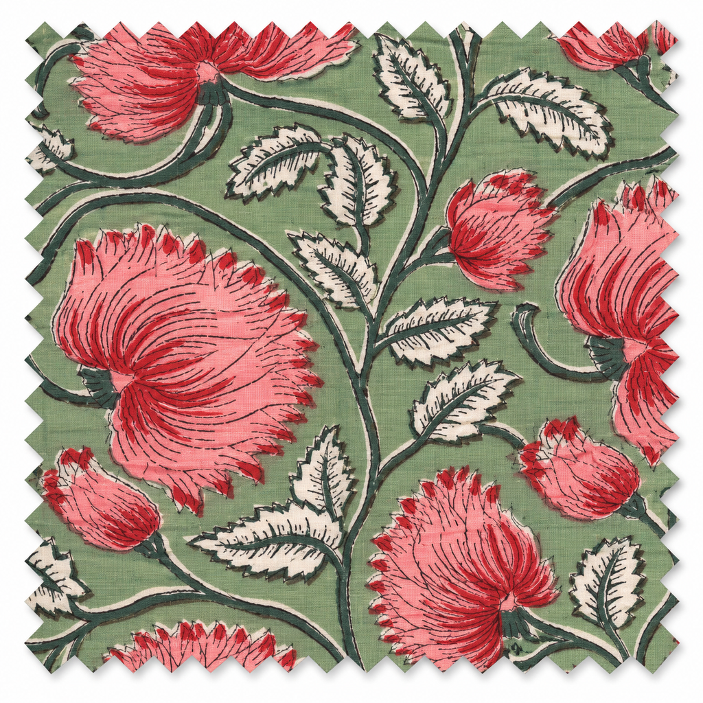 a fabric swatch with a floral pattern