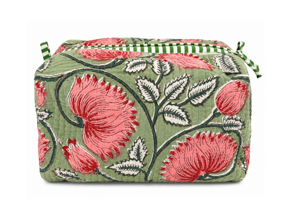 The Cove Cosmetic Case - large Dusk Rose Print
