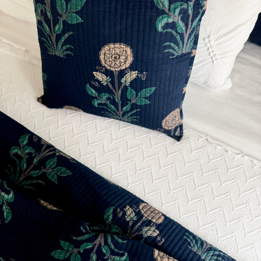 Sunday Floral Quilted Pillow Cover