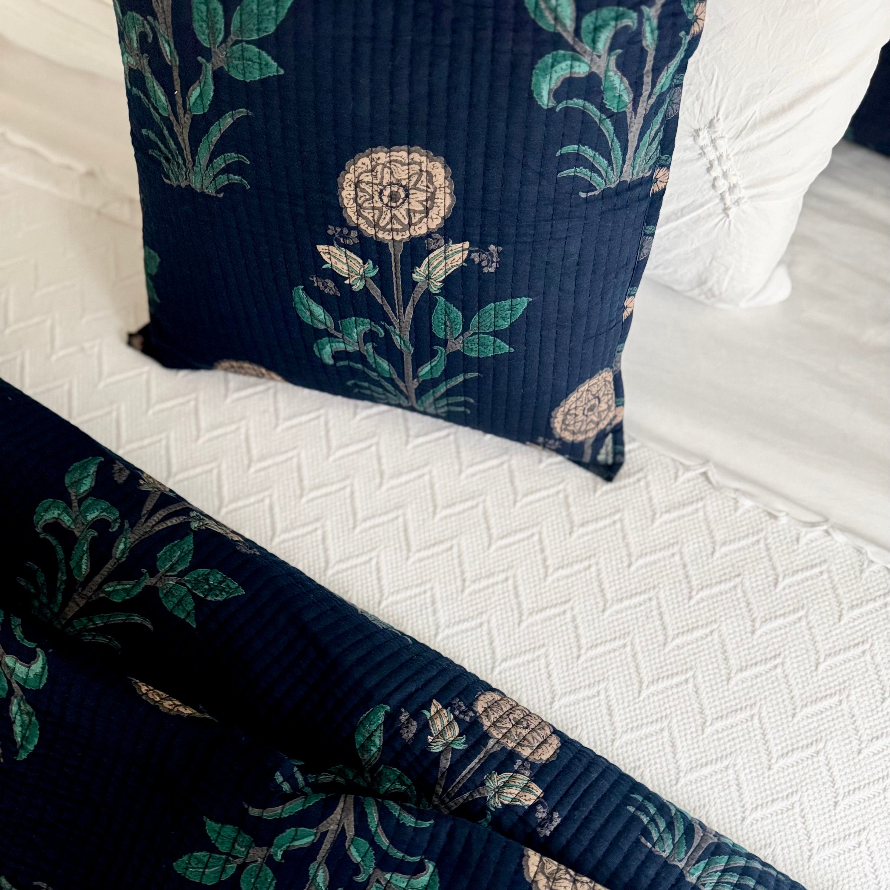 Sunday Floral Quilted Pillow Cover