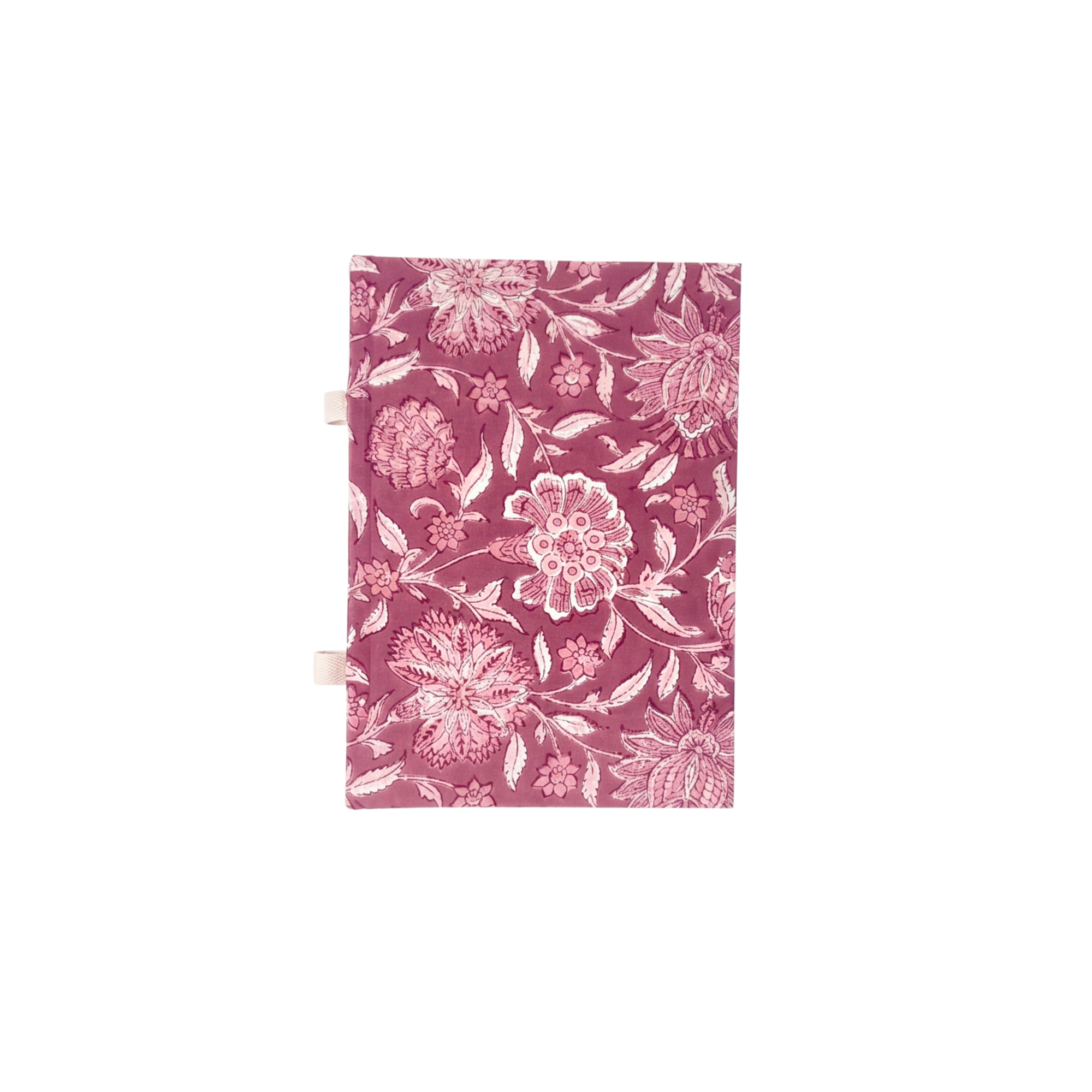 Floral patterned notebook on a white background